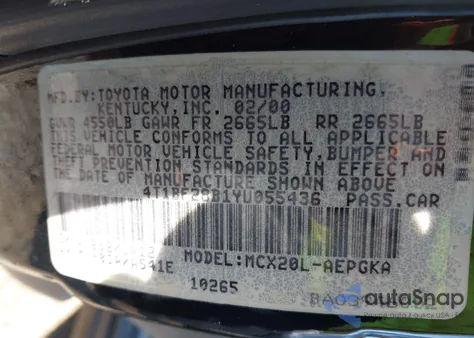 2000 Toyota Avalon Xls from USA, damaged, VIN 4T1BF28B1YU055436